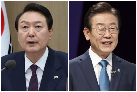 윤석열 대통령(왼쪽)과 이재명 더불어민주당 대표. <대통령실 제공, 연합뉴스>